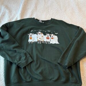 Green Halloween Graphic Sweater
